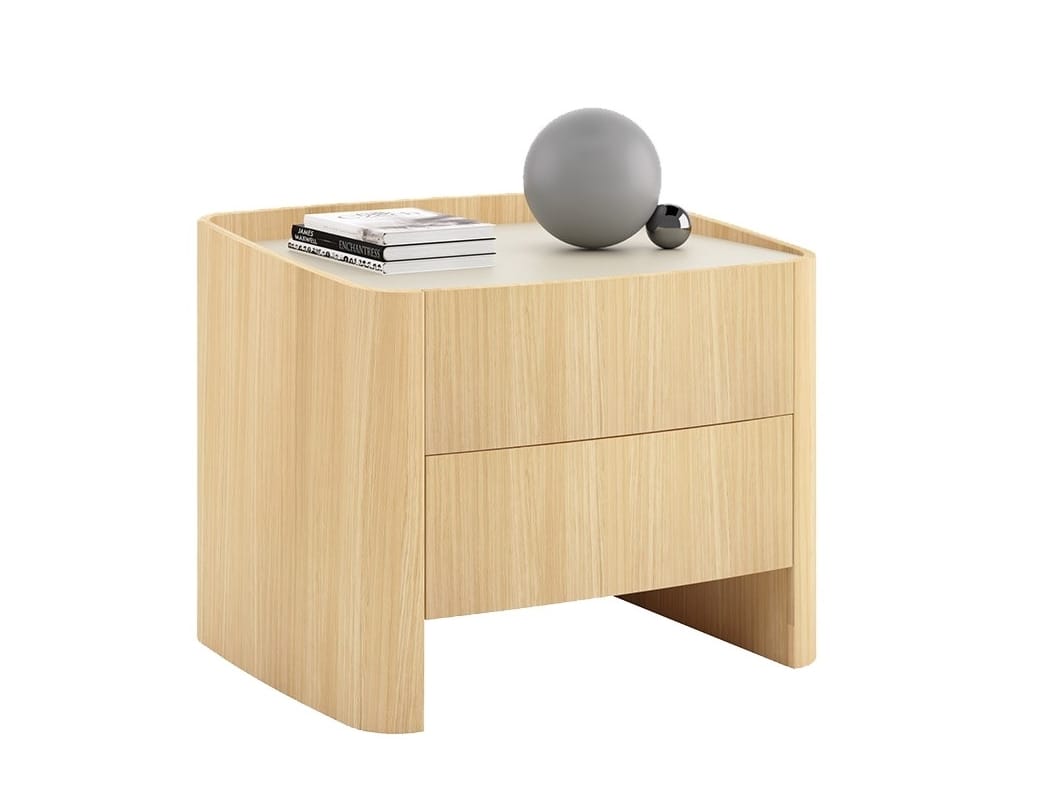 NYKS Bedside table Wood veneer bedside table with drawers By Ersa