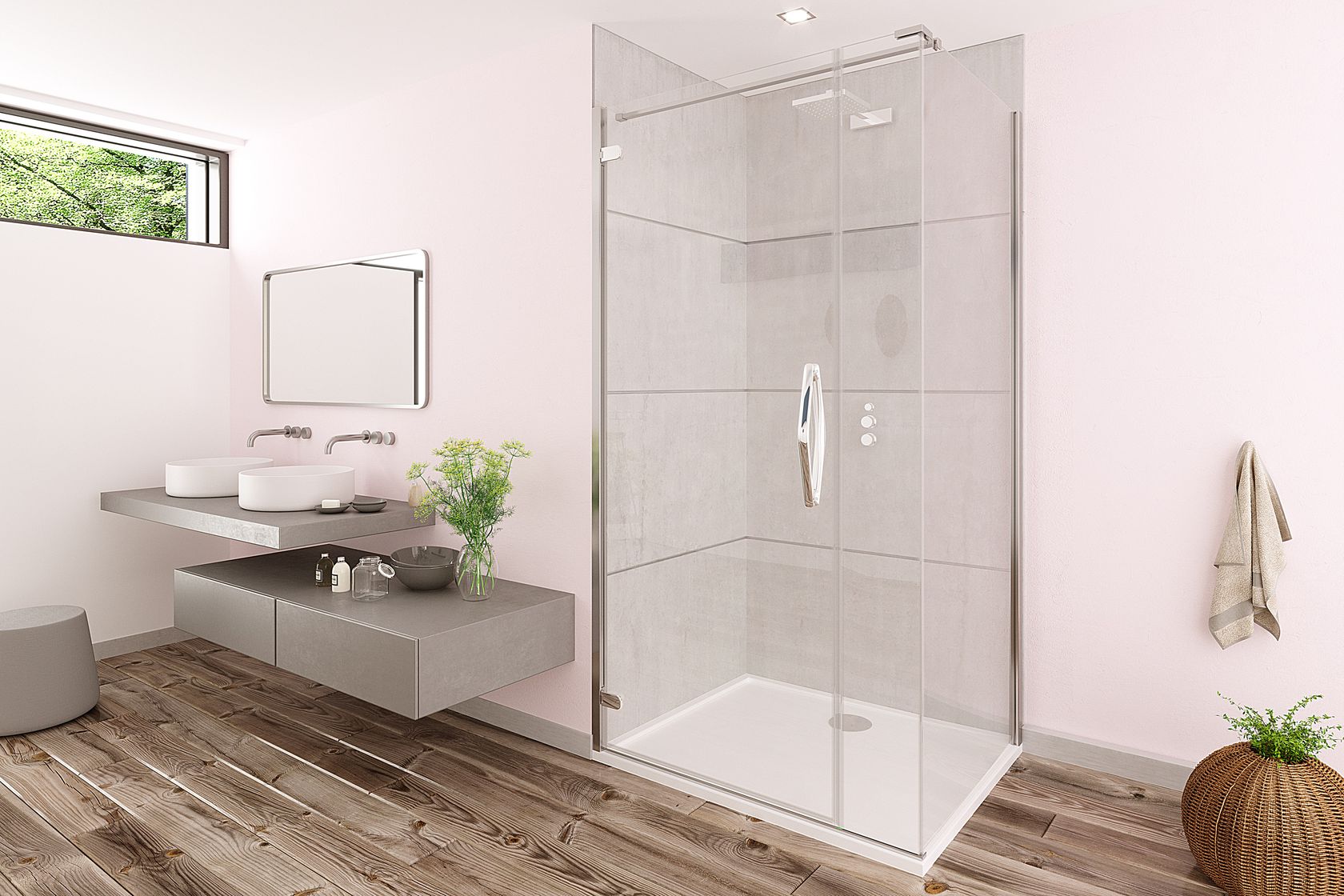 ORO Glass hinged door for shower box By Flair Showers