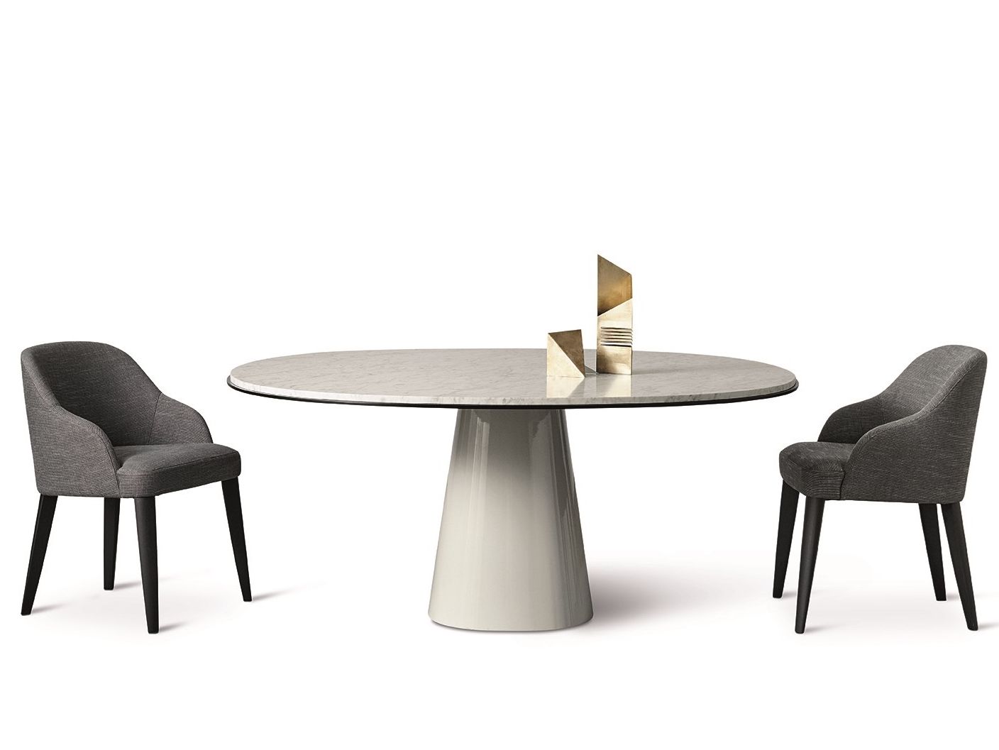 OWEN Round natural stone dining table By Meridiani | design Andrea Parisio