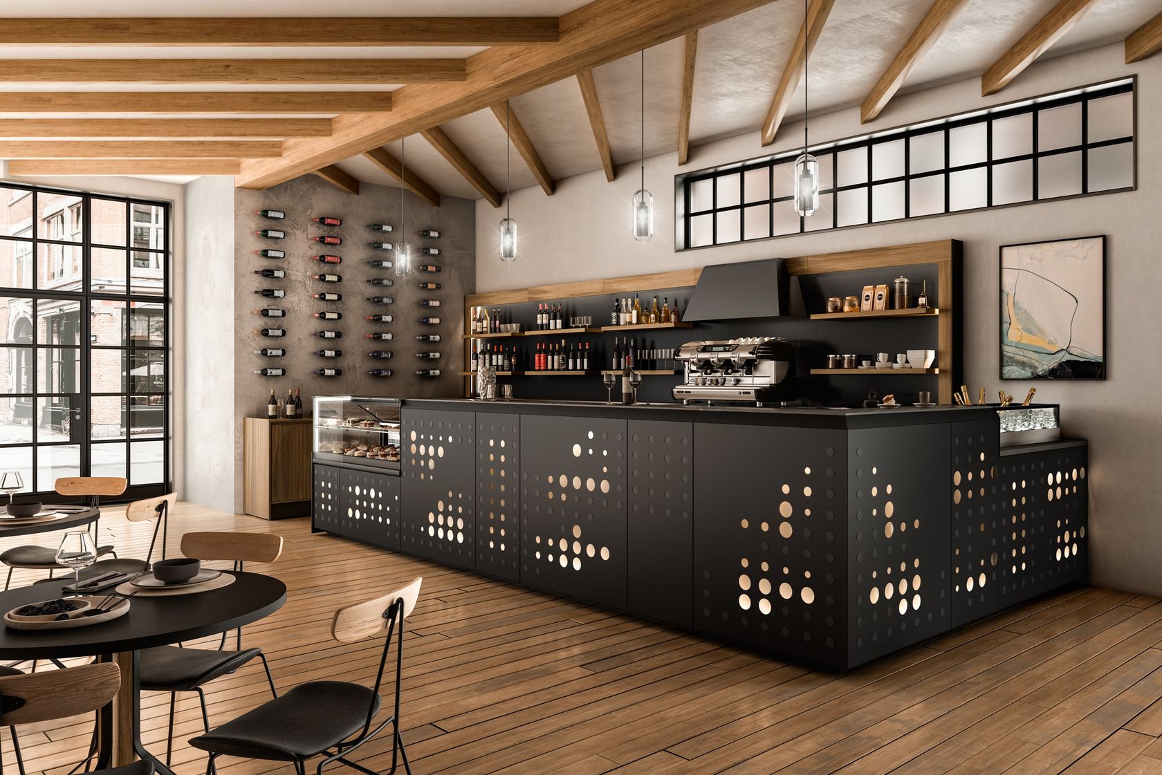 OXIDE Illuminated bar counter By Frigomeccanica