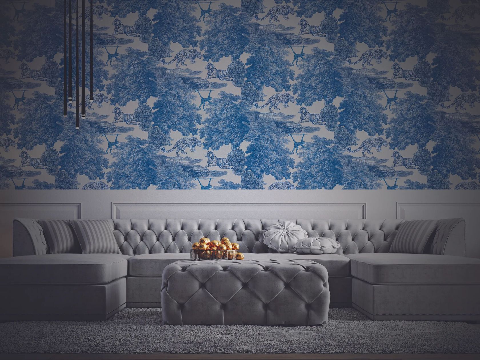 Blue Toile de Jouy Footie