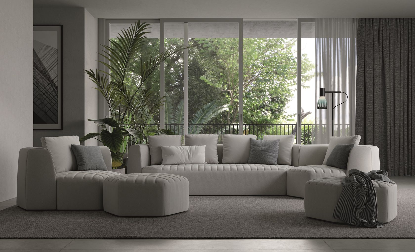 PANORAMA Sofa with footstool Panorama Collection By Bonaldo design