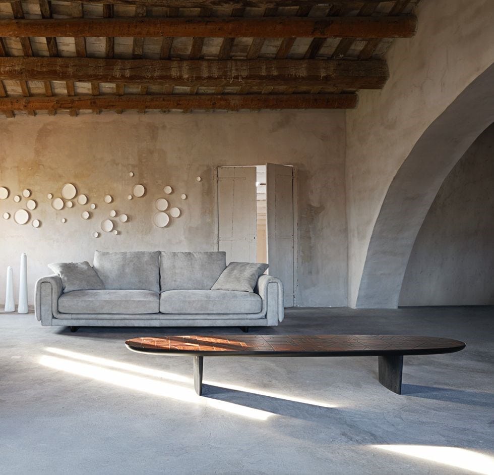 NATIV Low oval solid wood coffee table By Roche Bobois design Raphaël