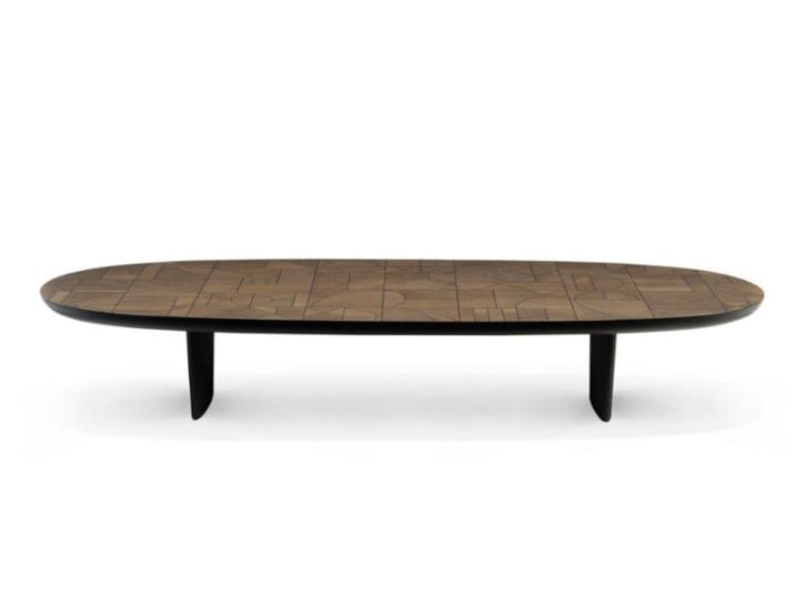 NATIV Low oval solid wood coffee table By Roche Bobois design Raphaël