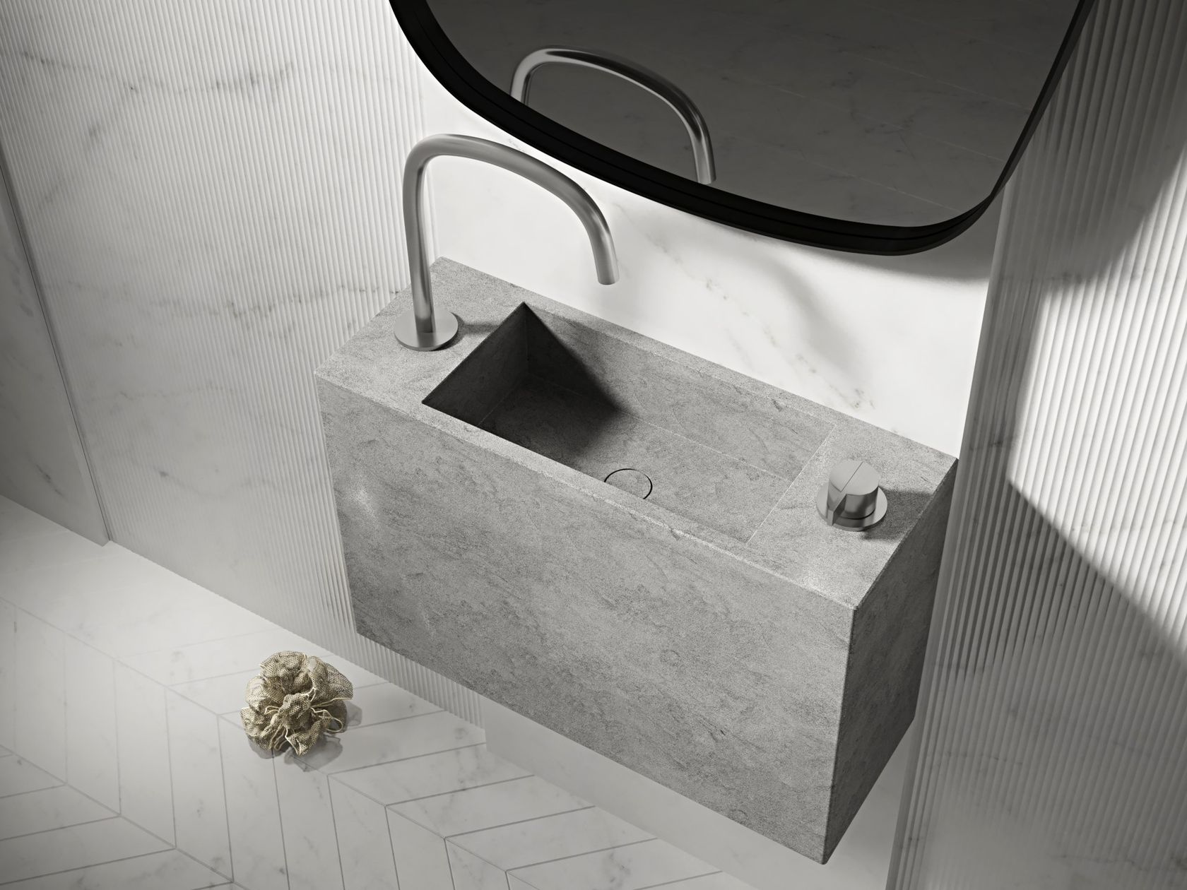 Rectangular wall-mounted handrinse basin PB MICRO BASIN - 60B By COCOON ...