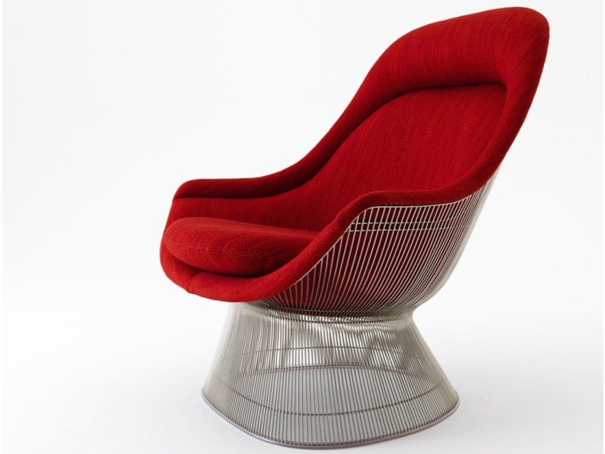 PLATNER Steel and fabric armchair with armrests By KNOLL design