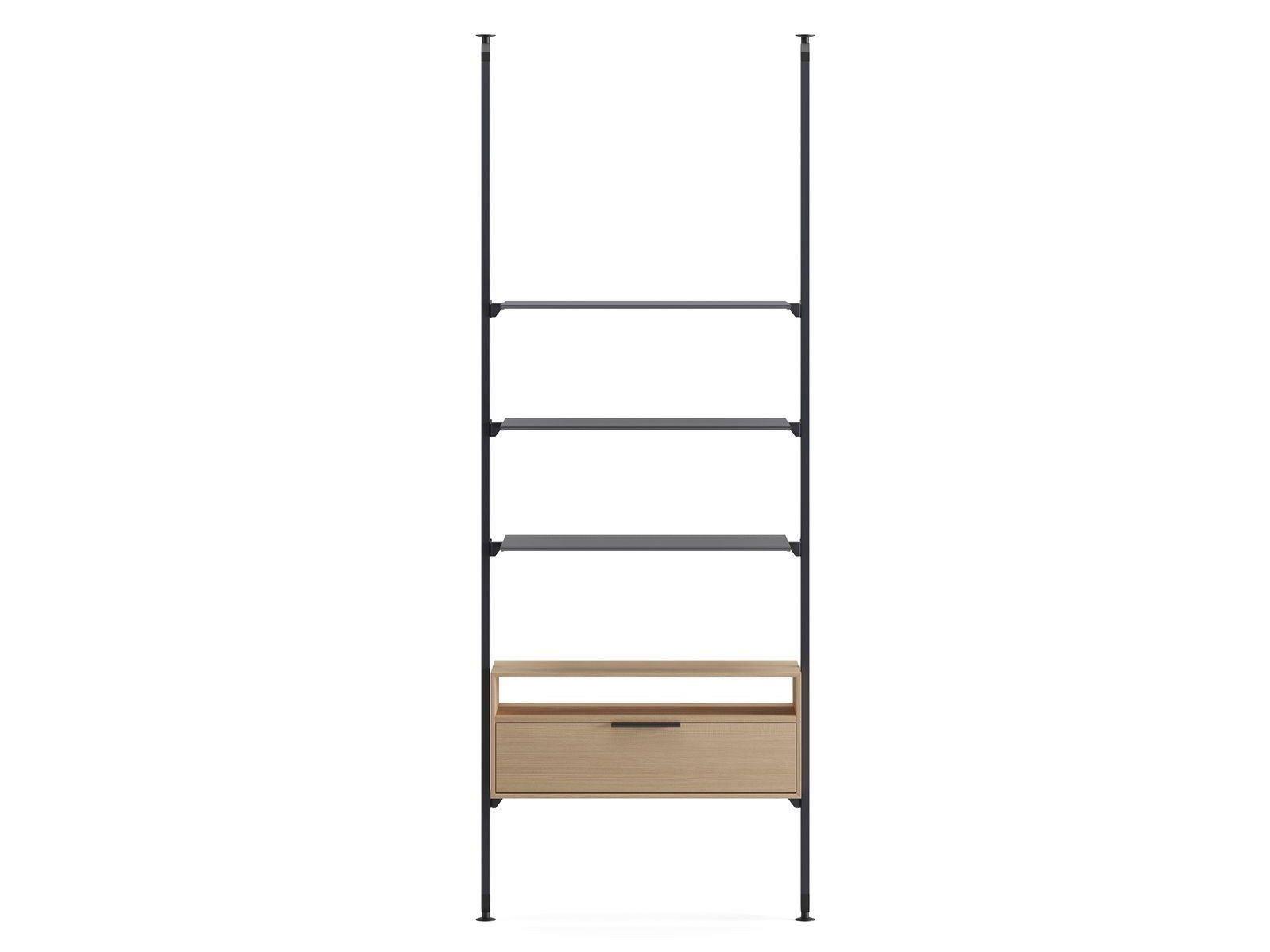 POLKA Doublesided metal bookcase with veneered drawers By Ersa