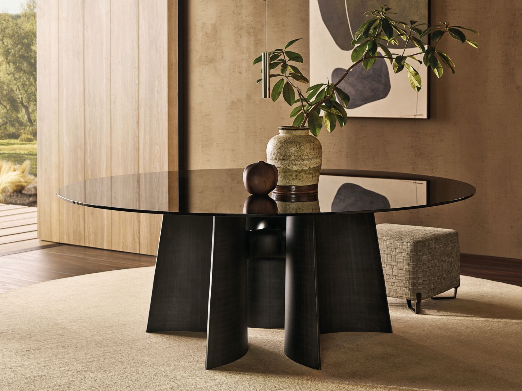 KENSINGTON Round glass table By Poliform | design Jean-Marie Massaud