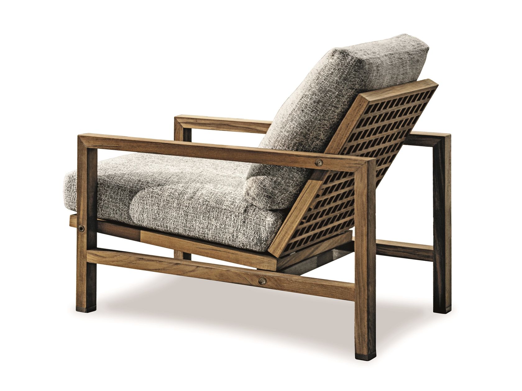 QUADRADO Outdoor armchair in teak with armrests By Minotti design Marcio Kogan, studio mk27