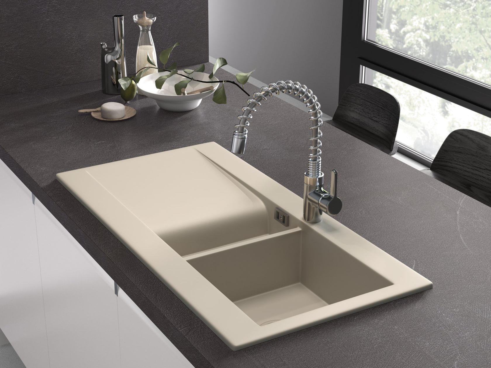 RAKDREAM 1 1/2 bowl sink with drainer By RAK Ceramics