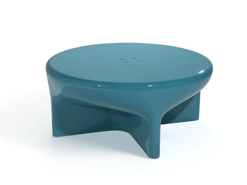 Low round resin garden side table ROCKET By Roche Bobois design