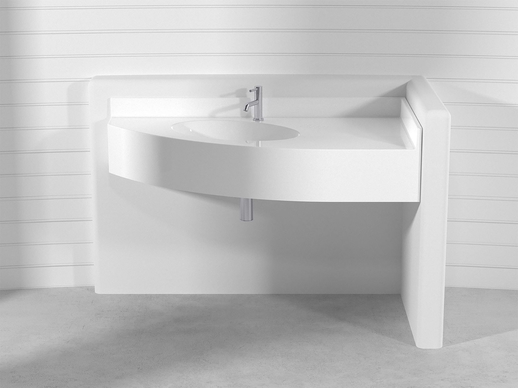 ROMA PLTRO Lavabo sospeso ad angolo in Pietraluce® By Technova