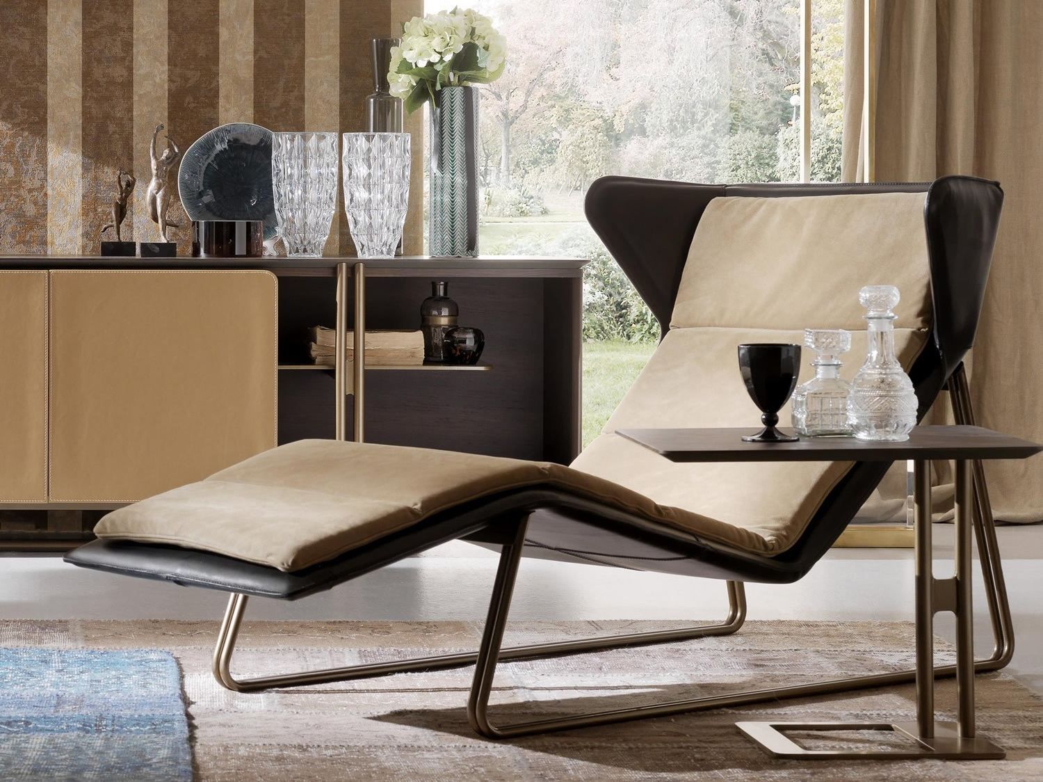 Upholstered leather lounge chair ROMEA By Esedra design Studio Memo