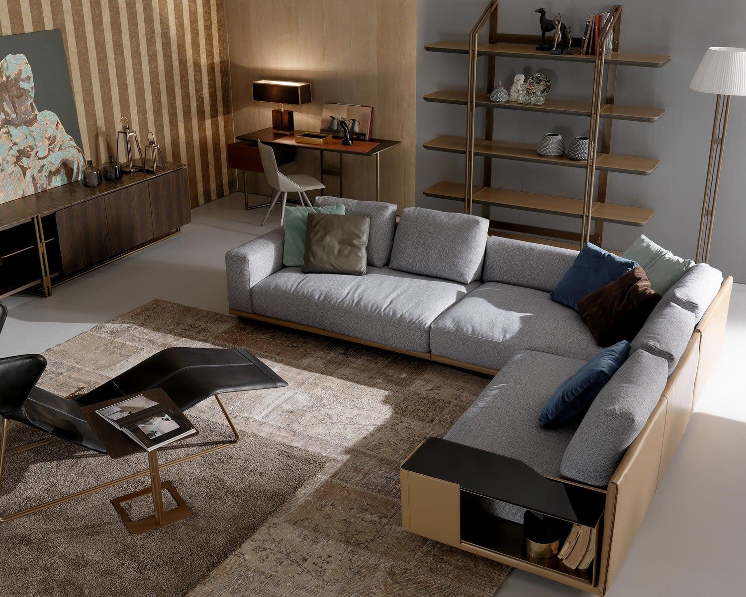 Upholstered leather lounge chair ROMEA By Esedra design Studio Memo