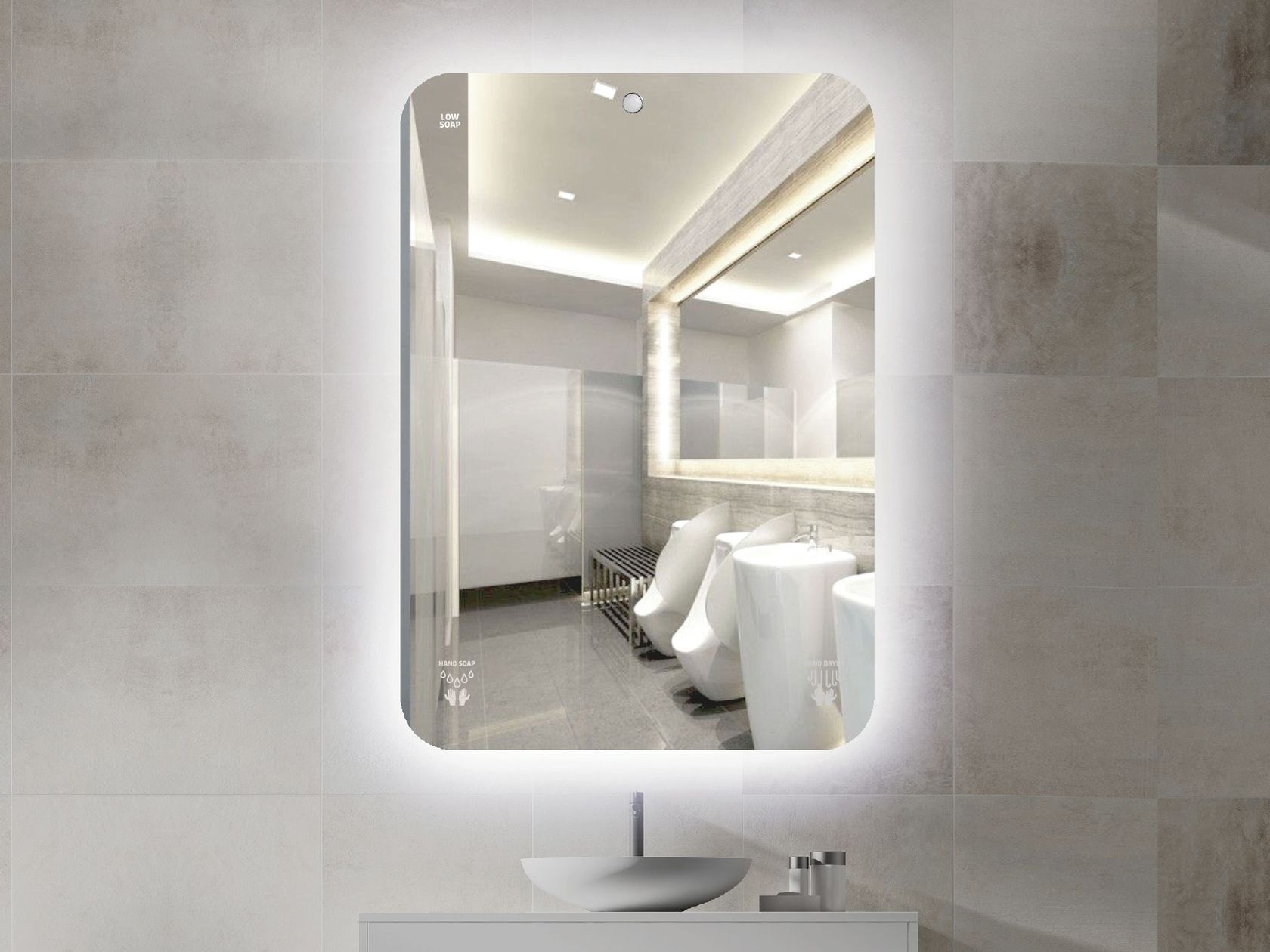 Rectangular wallmounted mirror with integrated lighting SANDMATIC