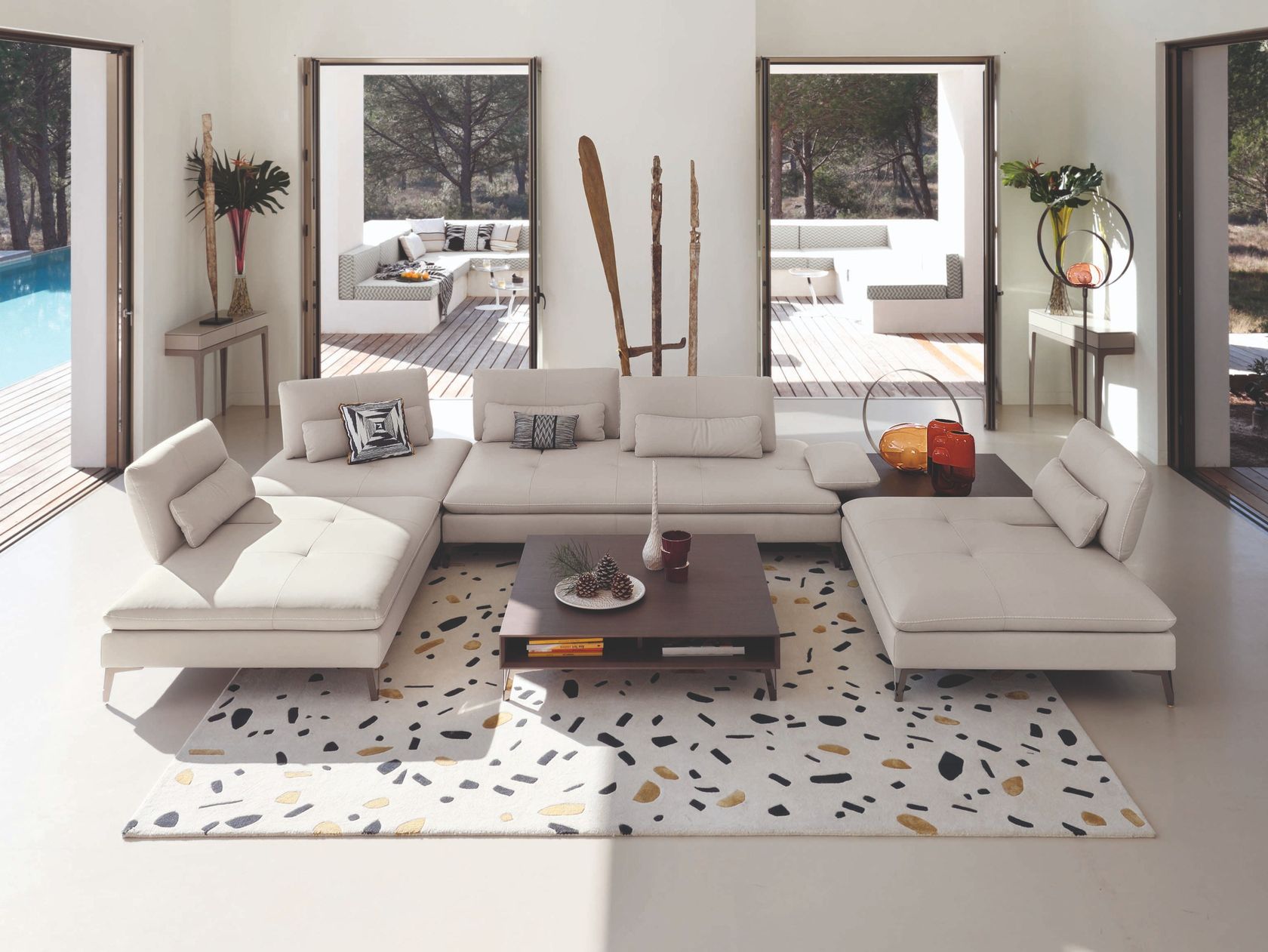 SCENARIO 2 Leather sofa By Roche Bobois design Sacha Lakic