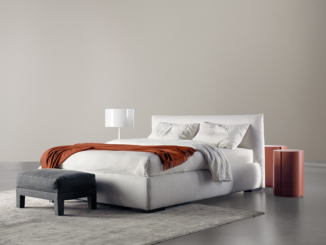 SCOTT Fabric double bed with removable cover By Meridiani