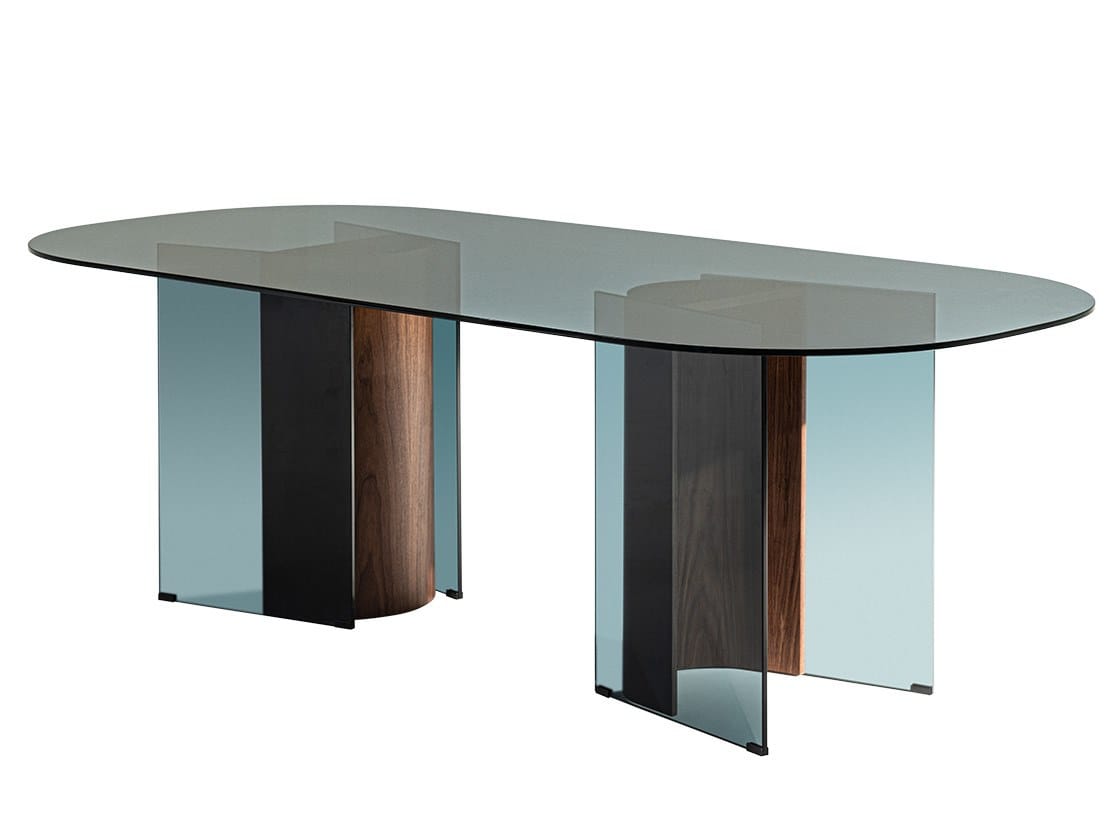 SIFF Oval glass dining table By HC28 Cosmo design Christophe Delcourt