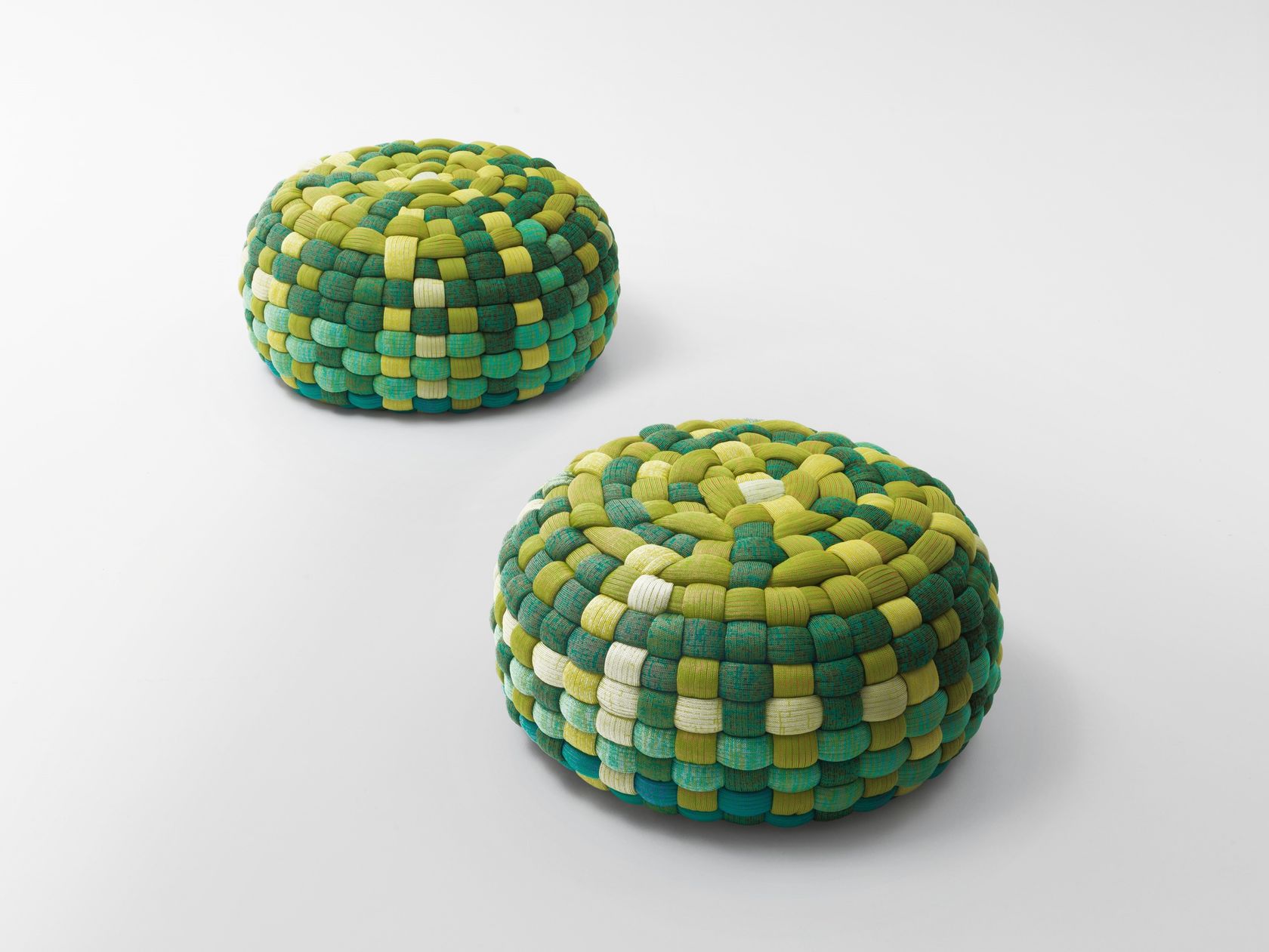 Synthetic fibre garden pouf with removable cover TOBIT By Paola Lenti
