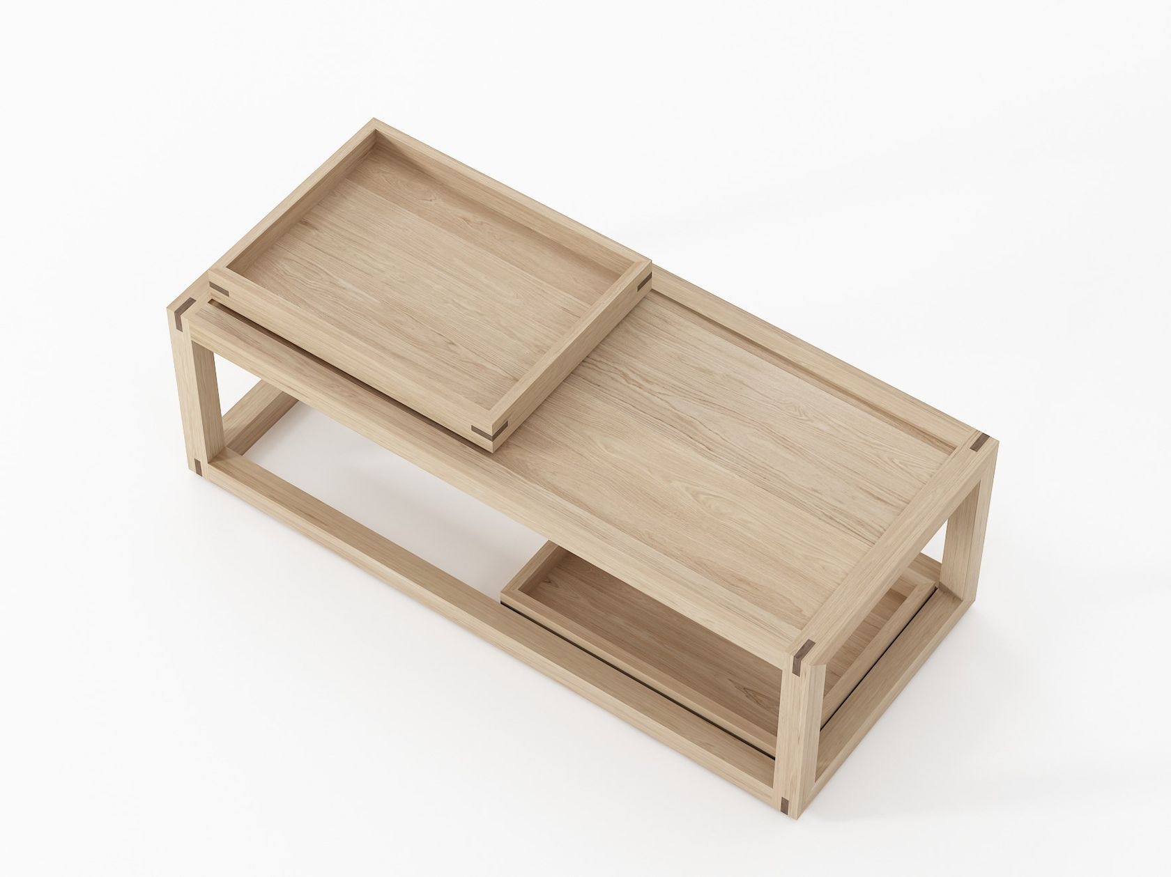 UP & DOWN III | Coffee table Rectangular wooden coffee table with tray ...