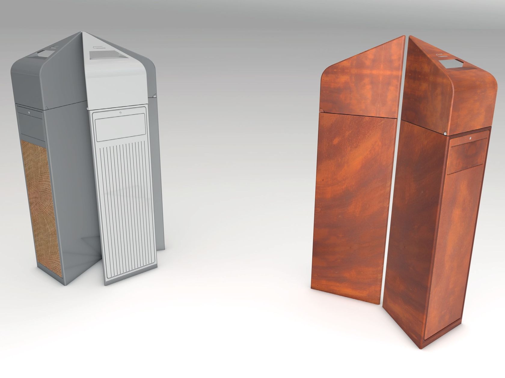 Outdoor litter bin with lid with ashtray VERSA V2/V3 By Manufatti