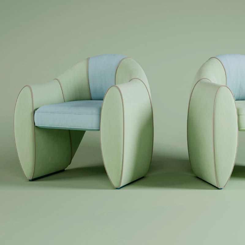 Upholstered velvet chair with armrests VIGINTI XX By Malabar