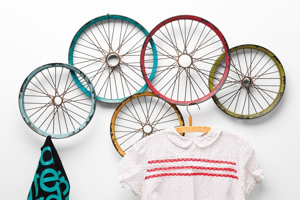 Wallmounted steel coat rack WAGON WHEELS By KAREDESIGN