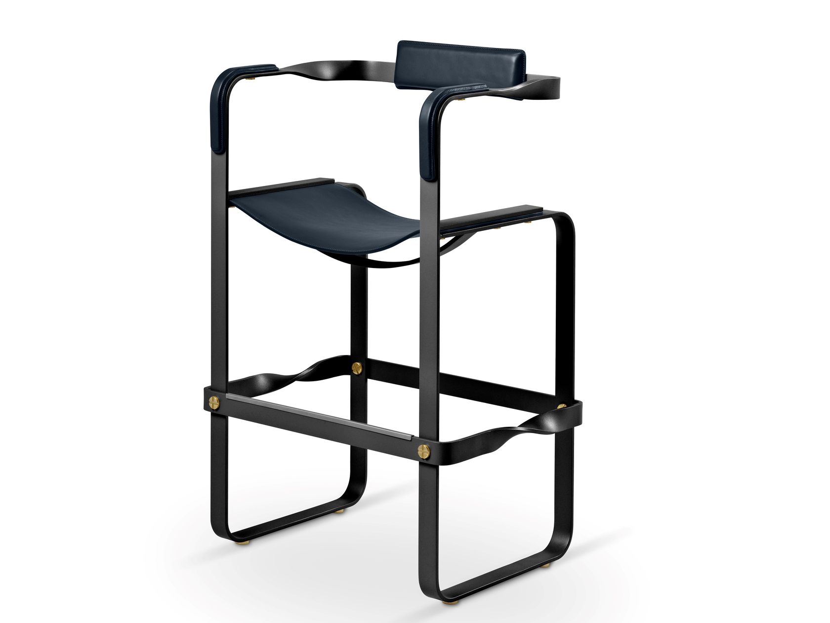 WANDERLUST COUNTER STOOL Stool with back Tanned leather and steel