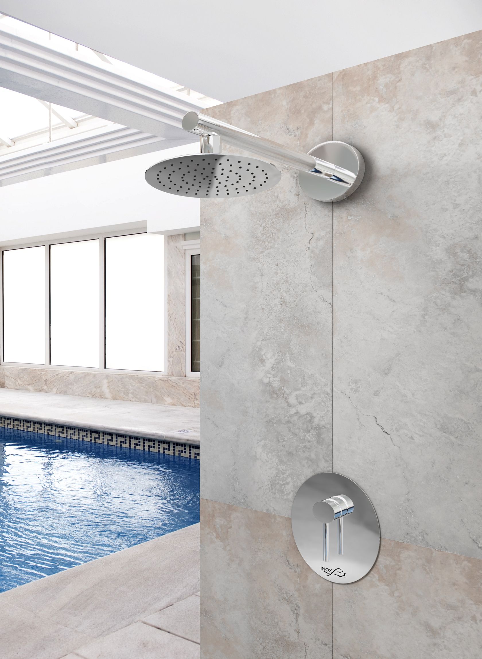 AMALFI R Wallmounted stainless steel outdoor shower By Inoxstyle