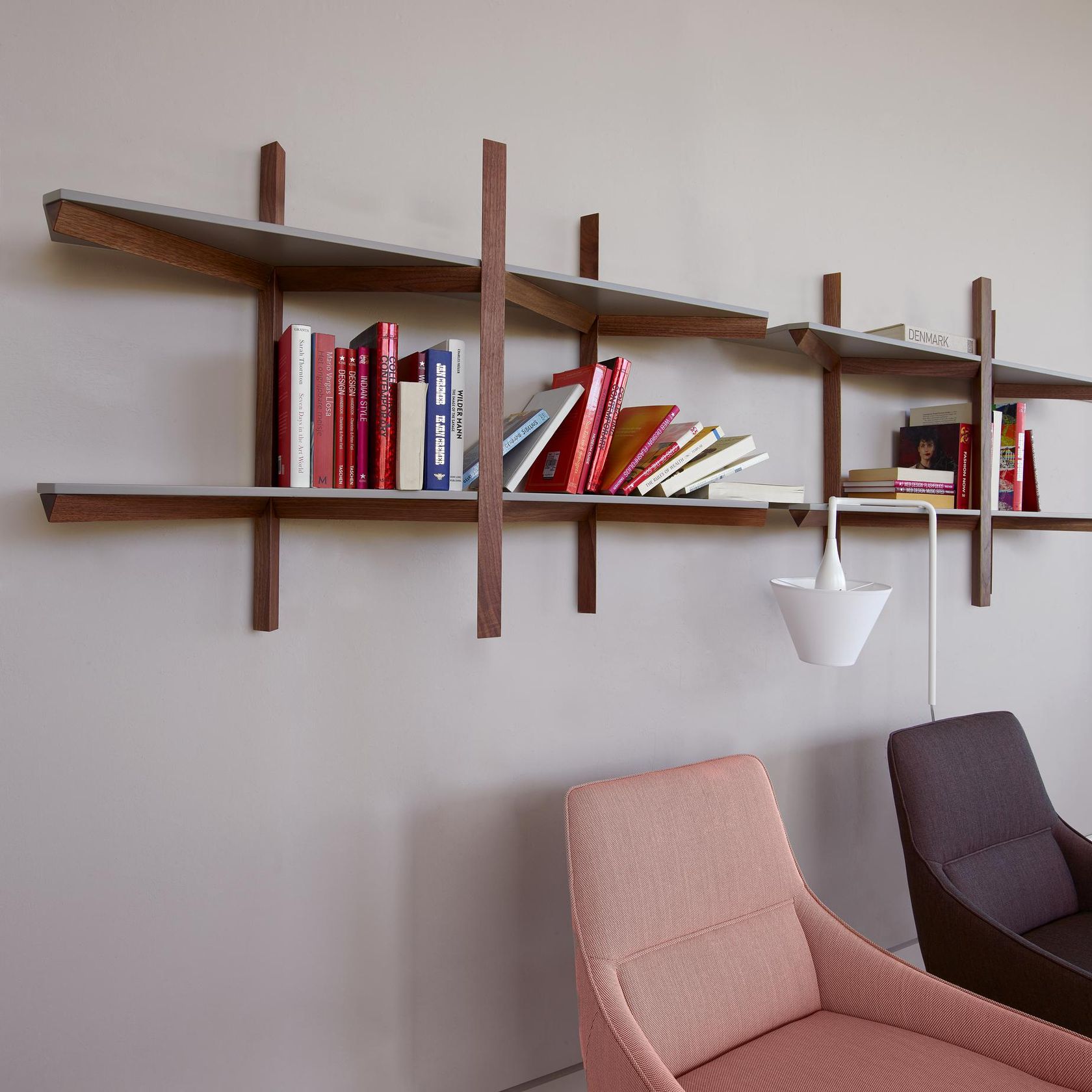 Wall-mounted floating wooden bookcase BIPLAN By Ligne Roset design ...