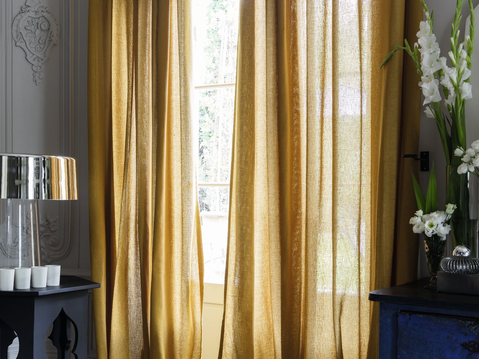 Solidcolor washable polyester fabric for curtains BUCI Palace