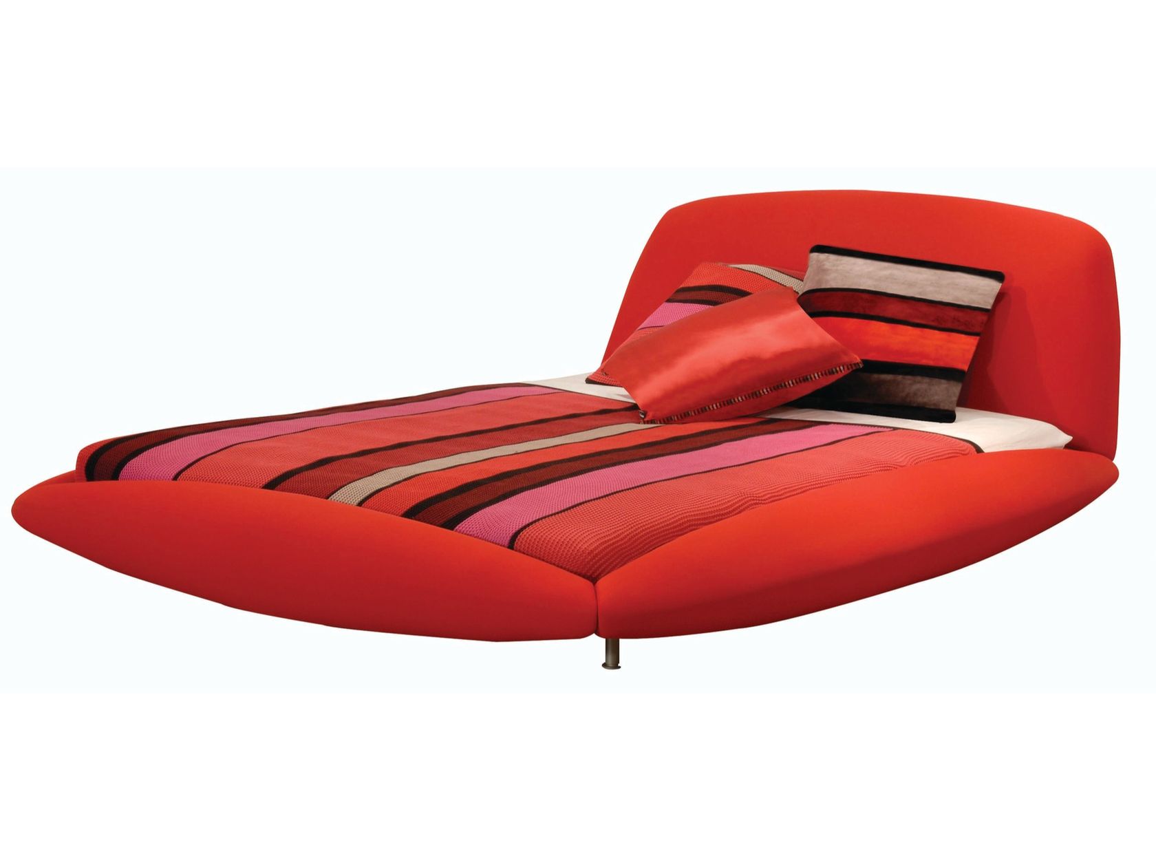 Upholstered fabric double bed with removable cover CALISSON By Roche