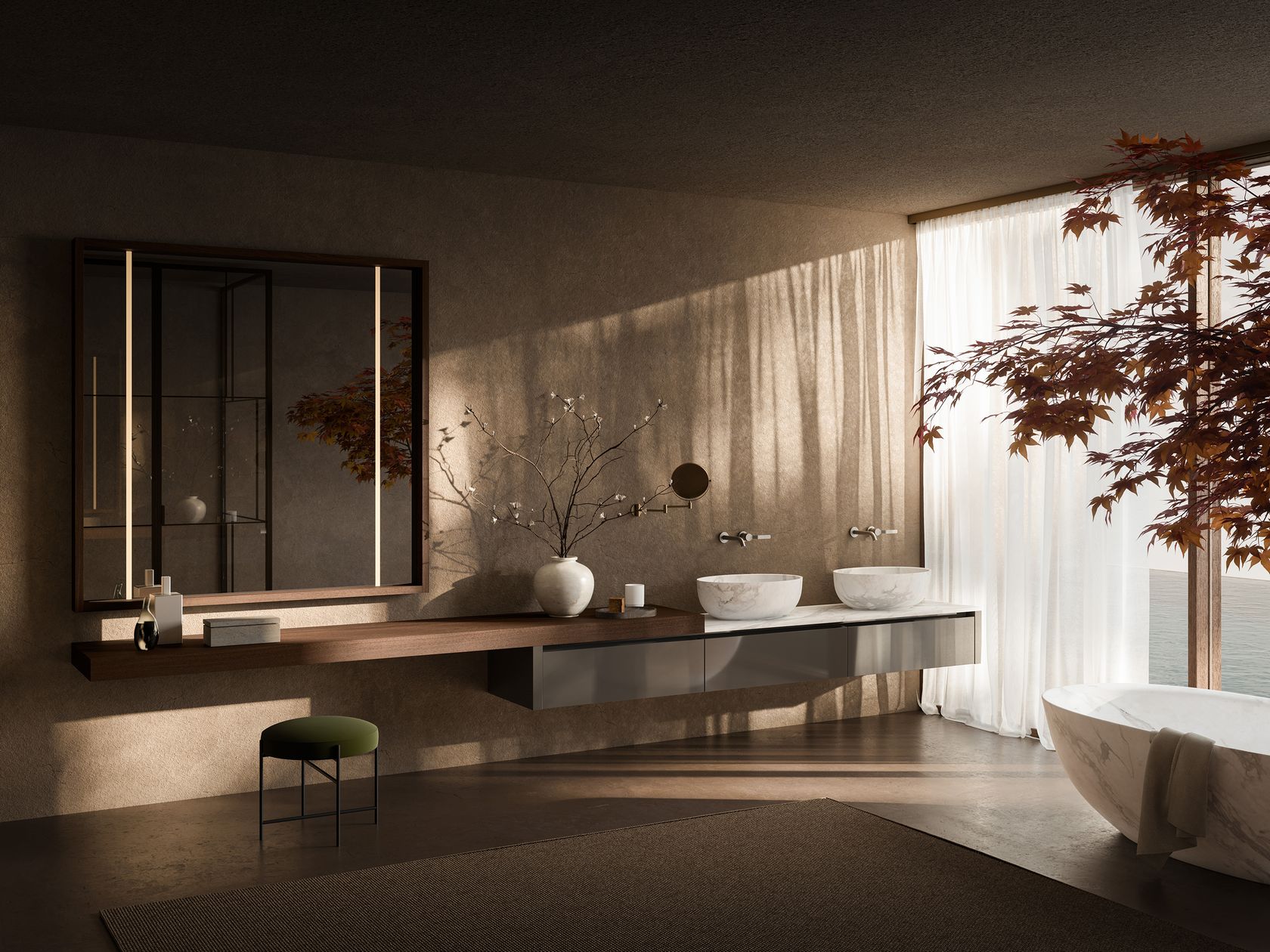 CASE 5.0 Freestanding oval marble bathtub By Boffi design Piero Lissoni