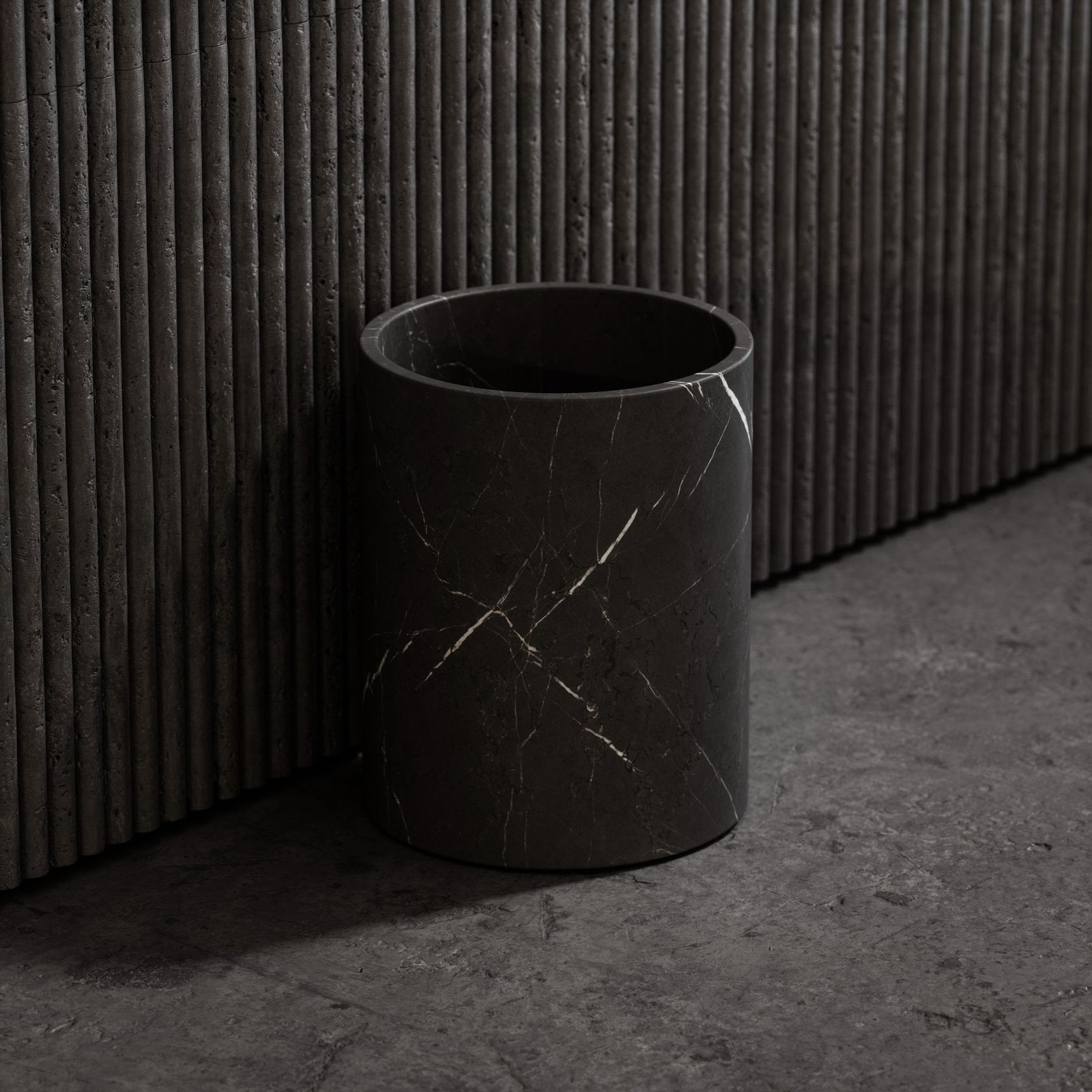 CLICHE Pietra Grey marble bathroom waste bin Pietra Grey marble bathroom waste bin By LUSSO