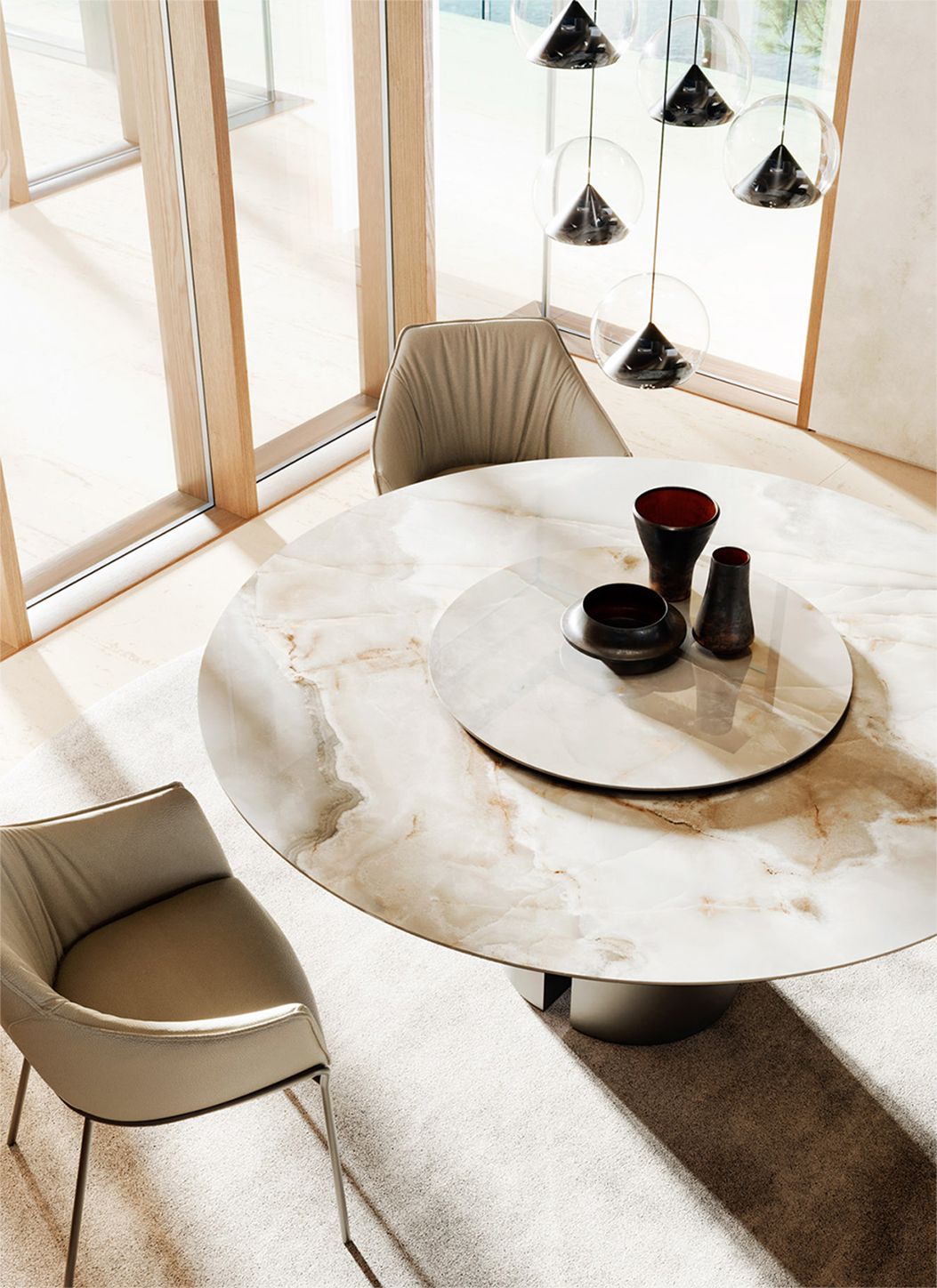 DORA Round ceramic table with Lazy Susan By EFORMA | design Ollen Pal