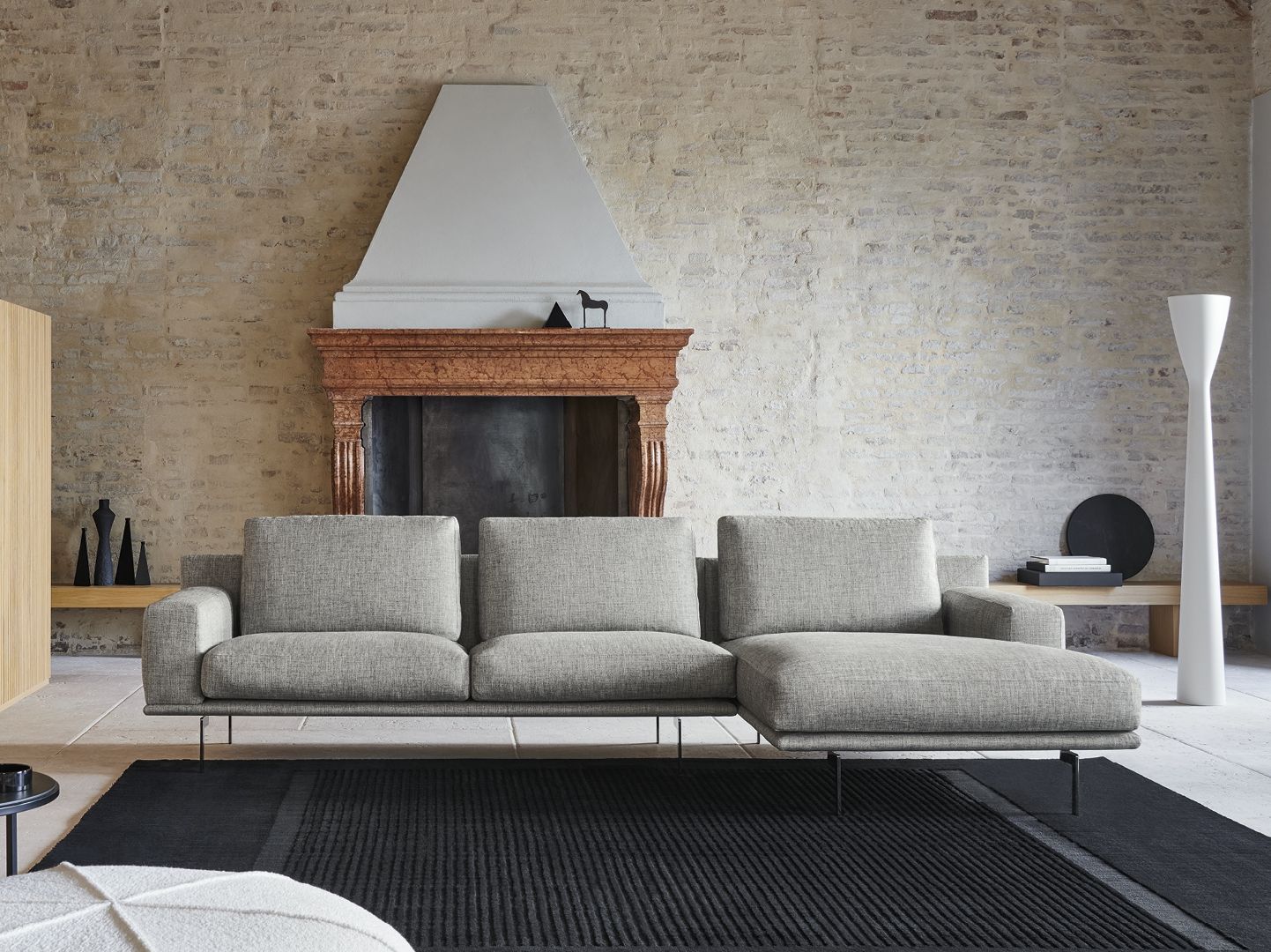 ETAN Sectional fabric sofa with chaise longue By Twils design Robin Rizzini