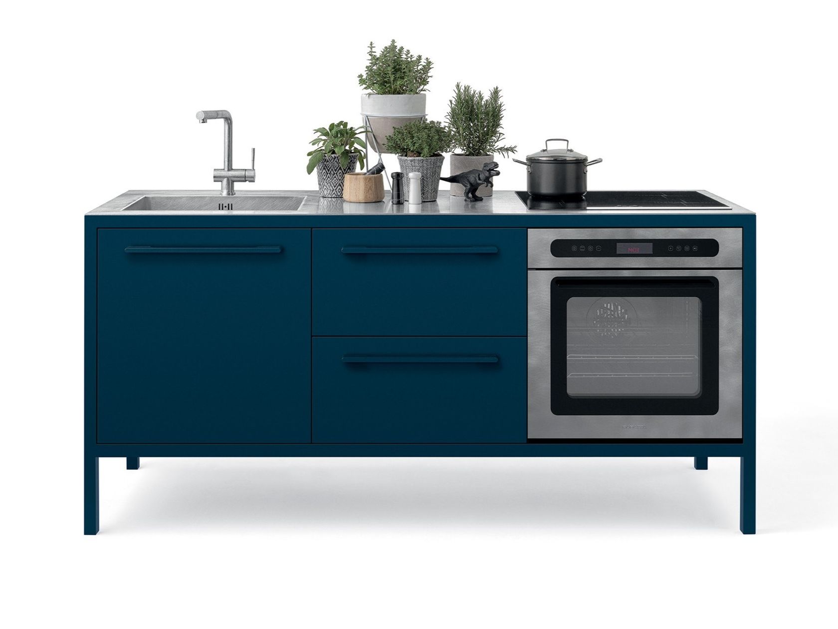 FRAME KITCHEN 3 UNITS Metal mini kitchen with handles By Fantin ...