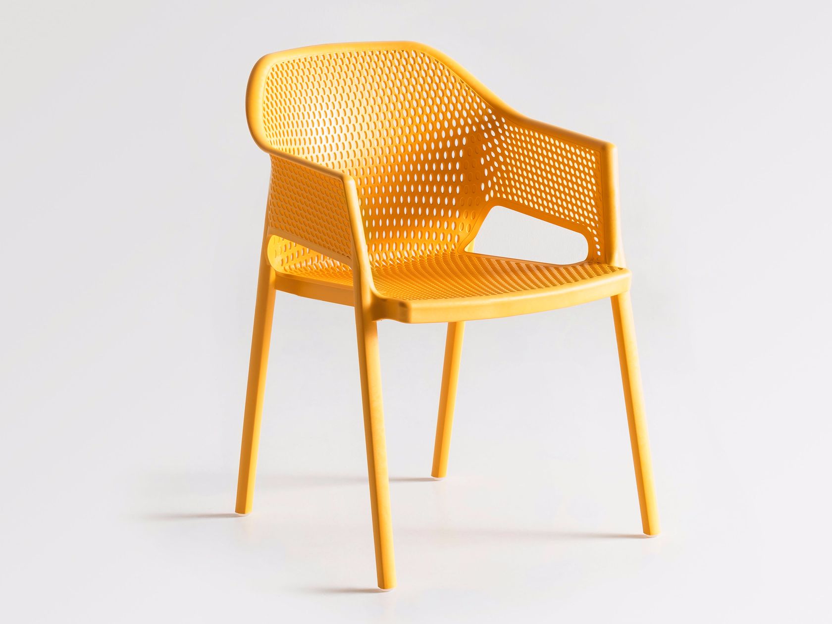 MINUSH Stackable technopolymer garden chair with armrests By GABER