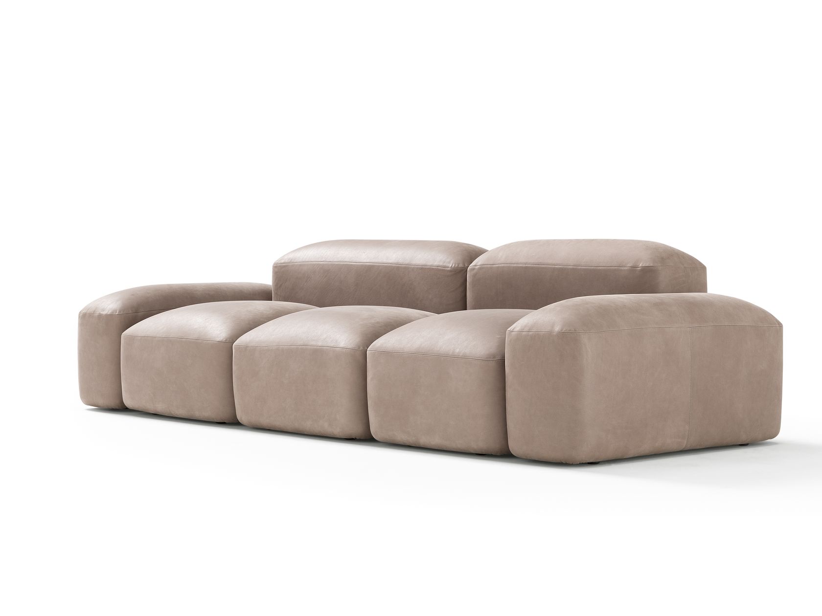 Lapis - Canapé modulable 3 places cuir beige - Vue supplémentaire 1