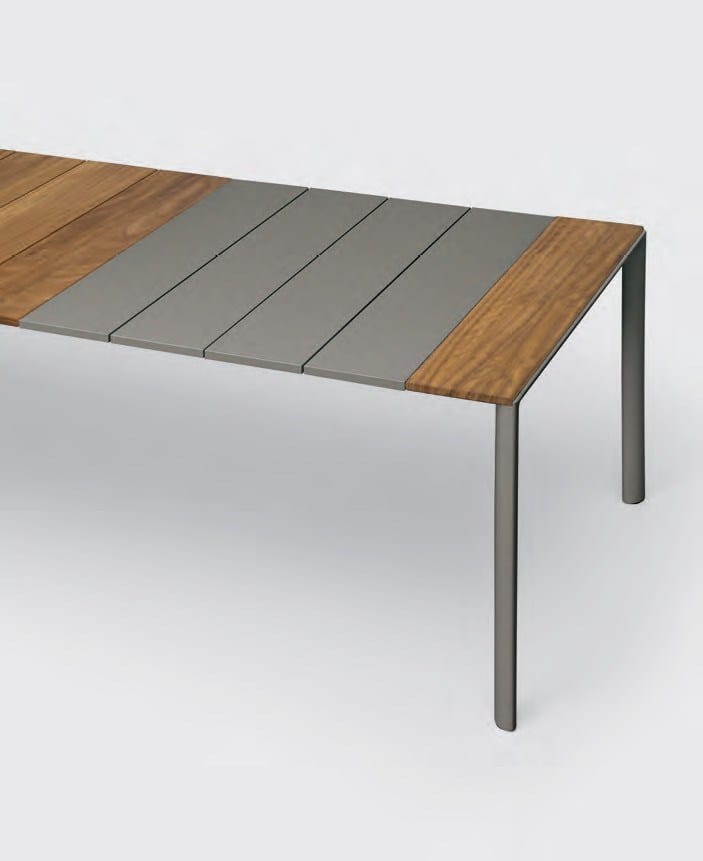 Extending rectangular teak garden table MAKI SLATTED By Kristalia