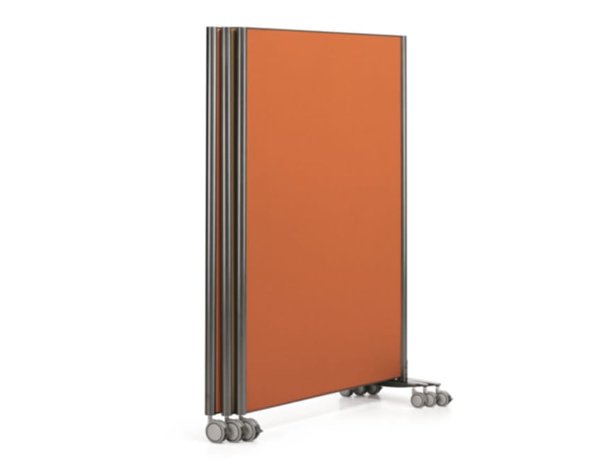 Freestanding modular multilayer wood office screen with casters