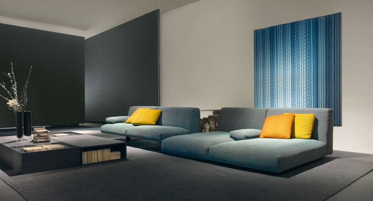 Rectangular striped fabric rug NAVAJO By Paola Lenti