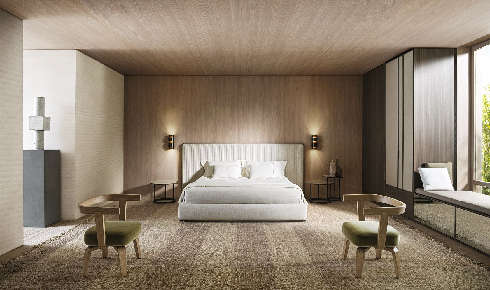 OVIDIO Fabric bed Fabric double bed with upholstered headboard By