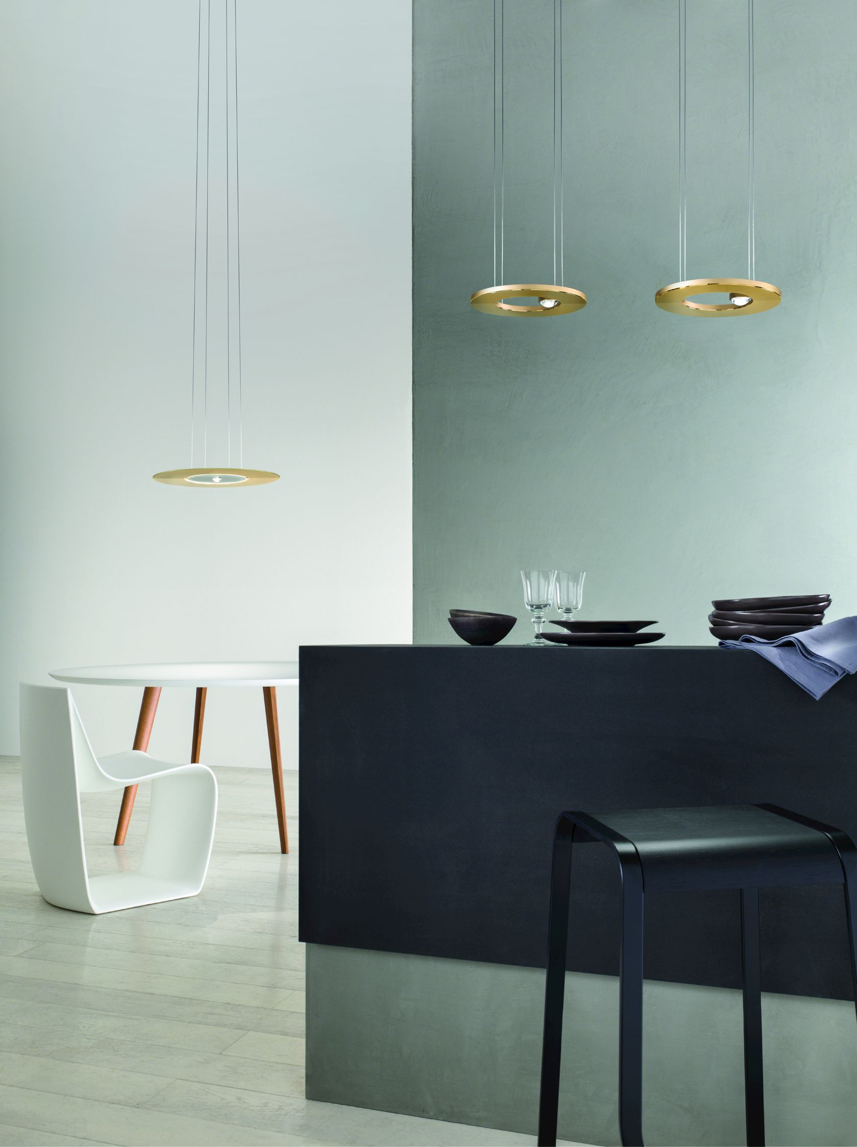 LED direct-indirect light brass pendant lamp PASSEPARTOUT25 SOPRATAVOLO ...