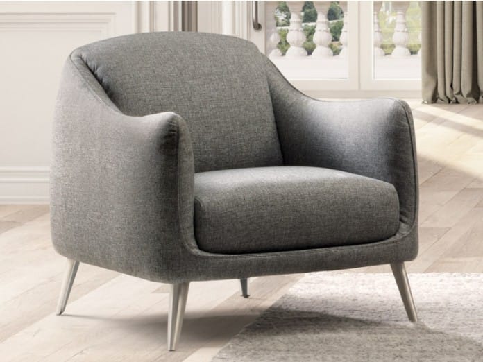 PLATEA Fabric easy chair with armrests By Natuzzi Italia