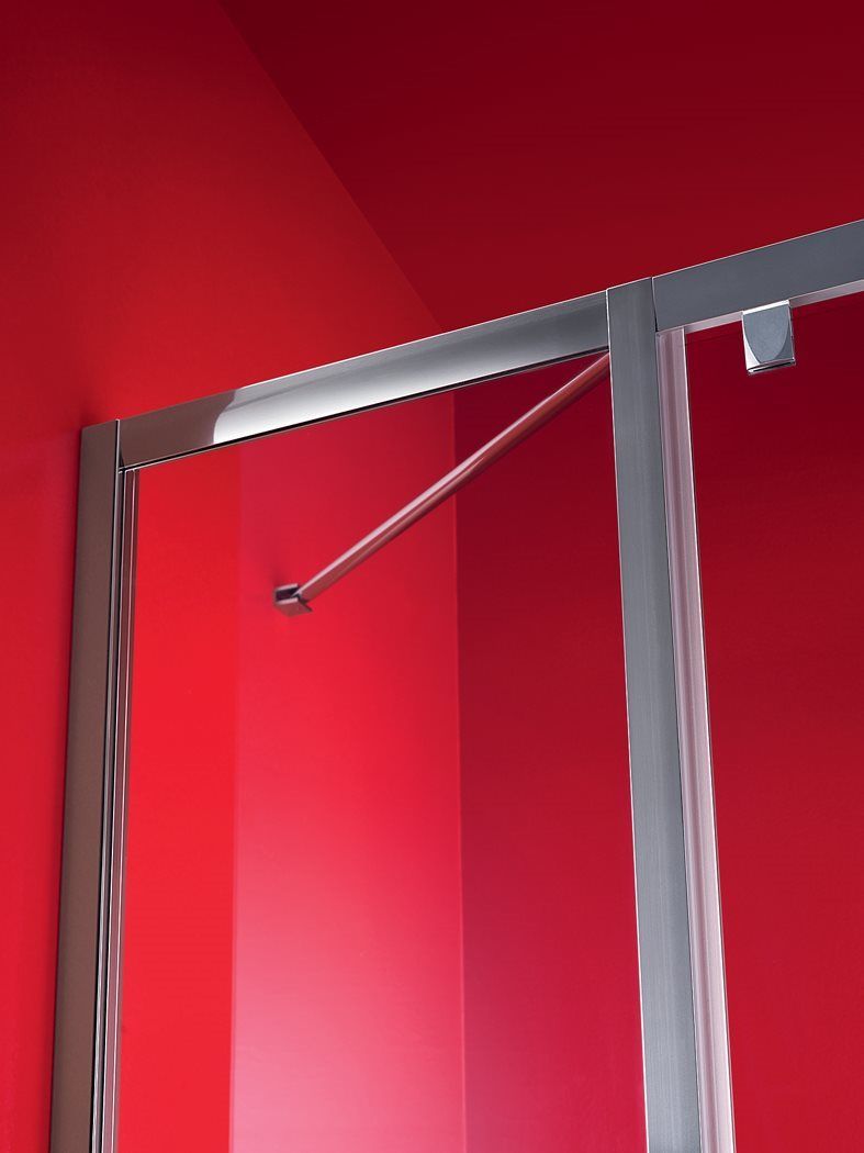 Cabine de douche 150 niche à soufflets ouverture centrale en PVC mur h185