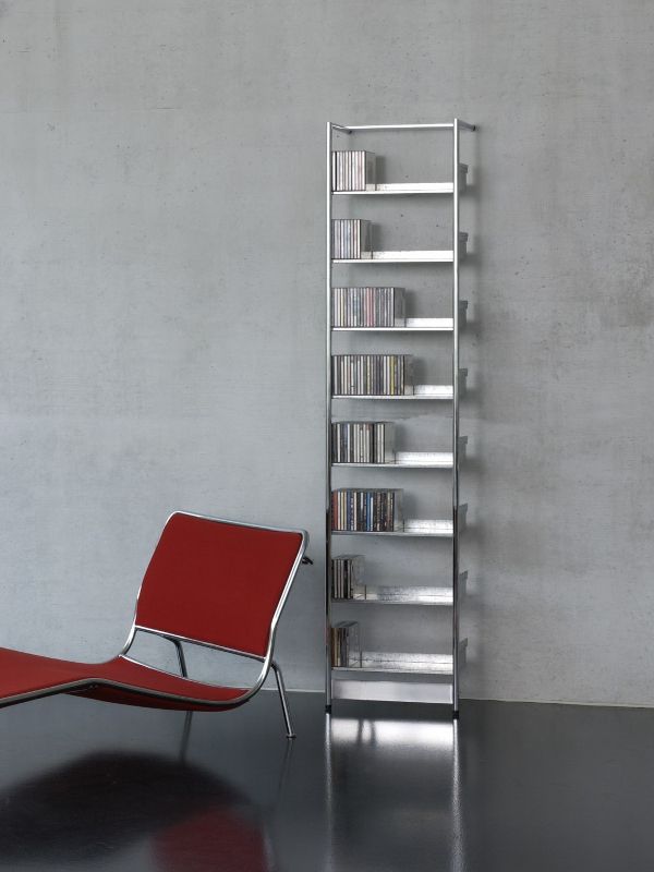 Floorstanding powder coated steel CD rack CD POOL By MOX