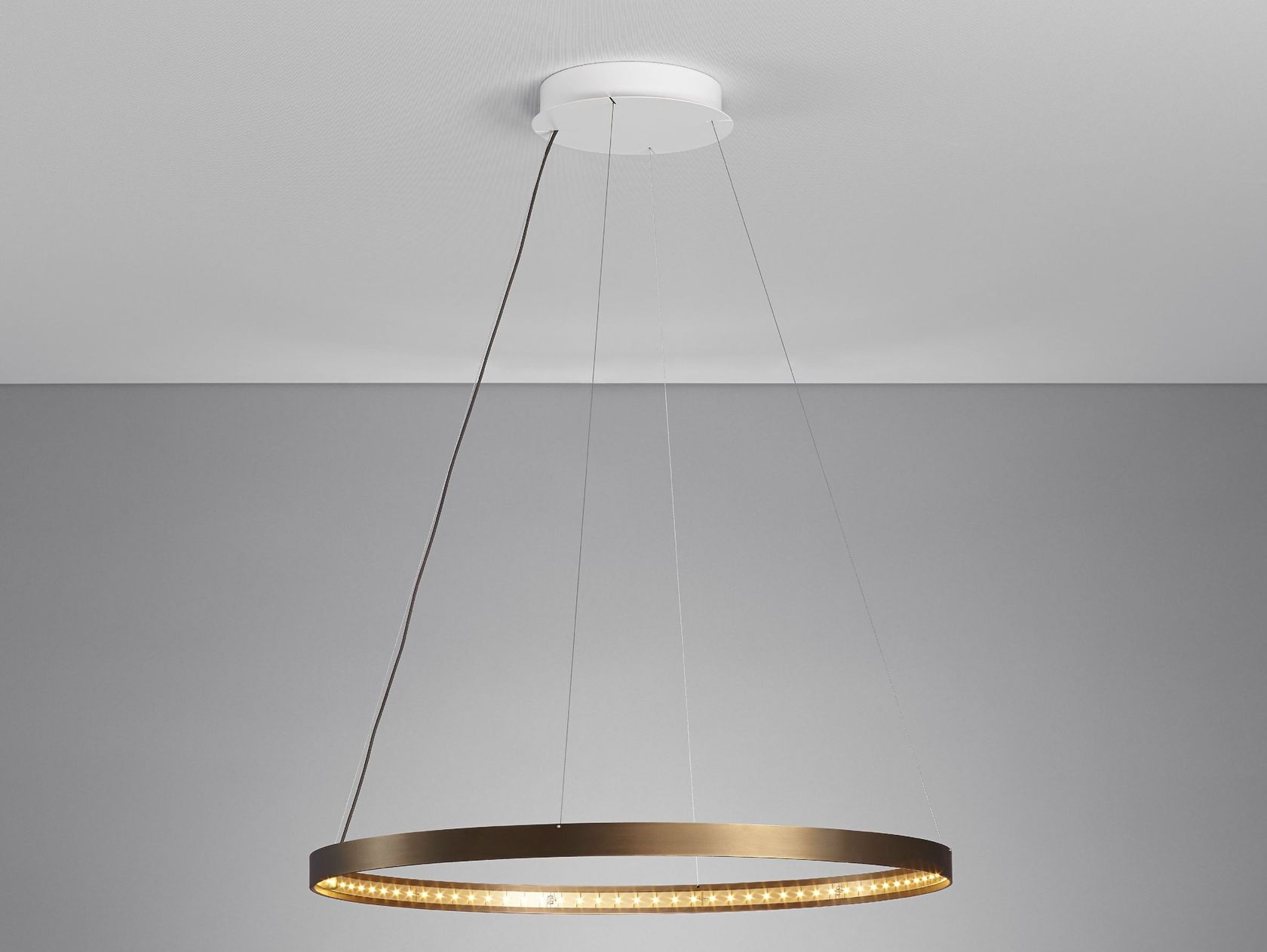 LED direct-indirect light adjustable steel pendant lamp CIRCLE 60 By Le ...