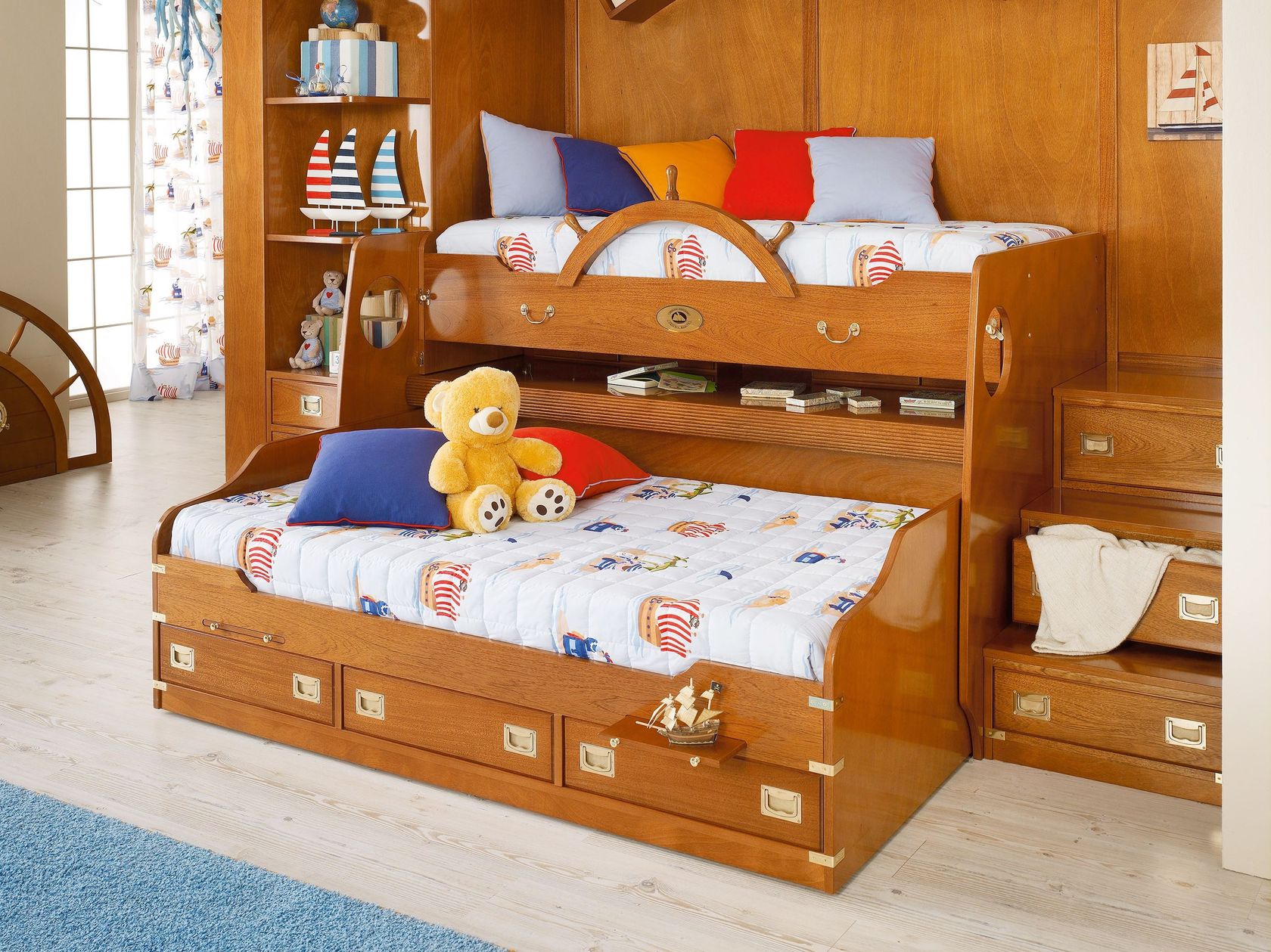 Cameretta Completa Con Letto Singolo Estraibile E Scrivania