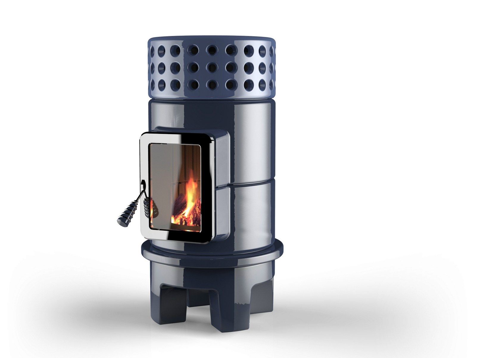 ROUNDSTACK RIM Woodburning ceramic stove By LA CASTELLAMONTE design